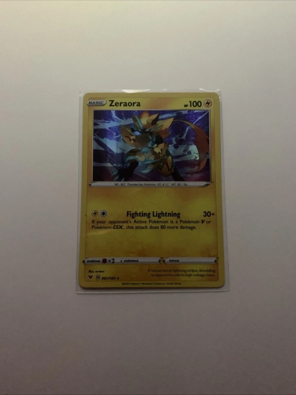 Pokemon Zeraora Holo Card - Yellow & Blue Artwork